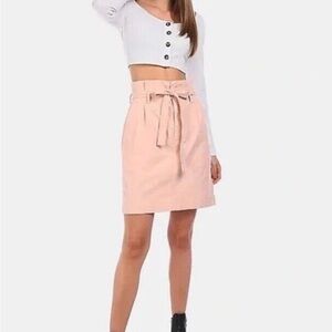 GAP Pink Paperbag Waist Mini Skirt | Size 16 | Cotton Stretch
